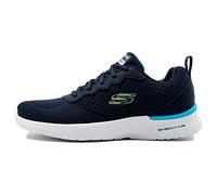 Skechers Homme Air Dynamight Tuned Up Chaussures de Sport, Navy Engineered Mesh PU Lime Trim, 44