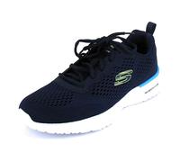 Skechers Homme Air Dynamight Tuned Up Chaussures de Sport, Navy Engineered Mesh PU Lime Trim, 45