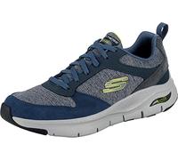 Skechers Homme Arch FIT Sneaker, Navy Leather/Mesh/Lime Trim, 44 EU