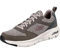 Skechers Homme Arch FIT Sneaker, Tan Leather/Mesh/Red Trim, 41 EU