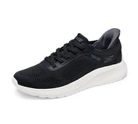 Skechers Homme Bobs Squad Chaos Solid Step Baskets, Black Knit, 43 EU