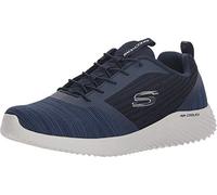 Skechers Baskets homme Bounder – Bleu marine maille/PU – Semelle mémoire – 43 EU