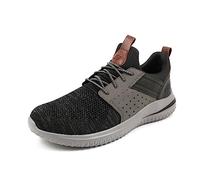 Skechers Homme Delson 3.0-Cicada 210238 Basket, Black Gray Knitted Mesh W/Synthetic, 45.5 EU