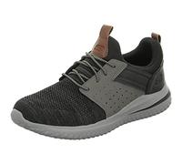 Skechers Homme Delson 3.0 Cicada Basket, Maille tricotée Noire et Grise synthétique, 45 EU