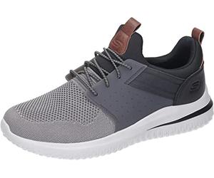 Skechers Homme Delson 3.0-Cicada 210238 Basket, Gray Black Knitted Mesh W/Synthetic, 45.5 EU