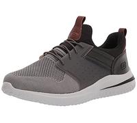 Skechers Homme Delson 3.0-Cigale Lacets élastiques tricotés à Enfiler, Noir/Gris, 41 EU Large