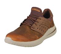 Skechers Homme Delson 3.0-Ezra Bungee Lace Slip on Basket, Dark Brown Leather/Mesh, 42.5 EU