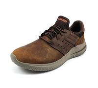 Skechers Homme Delson 3.0-Ezra Bungee Lace Slip on Basket, Dark Brown Leather/Mesh, 43 EU
