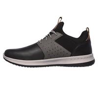 Skechers Homme Delson Axton Baskets, Noir Black Gray Leather Bkgy, 43 EU