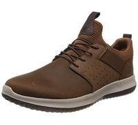 Skechers Homme Delson Axton Trainers, Dark Brown Leather, 44 EU