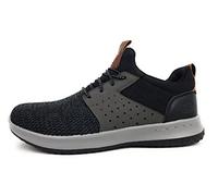 Skechers Homme Delson Camben Baskets, Black Grey Mesh W Synthetic, 44 EU