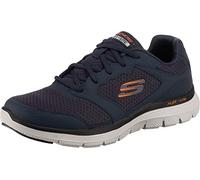 Skechers Men's Flex Advantage 4.0 Sneaker, Navy Leather Mesh PU Trim, 46 EU