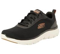 Skechers Homme Flex Advantage 5.0 AVANTAGE, Maille Noire en Cuir dura avec Bordure Orange, 44 EU