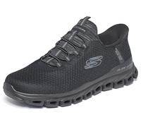 Skechers Glide-Step Noxus Baskets rembourrées en Dentelle Extensible pour Homme, Maille PU Noire, 45.5 EU