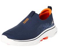Skechers Baskets Homme Go Walk 7 Stretch Fit sans lacets Textile Bleu marine et orange 45 EU