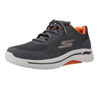 Skechers Homme Go Walk Arch Fit Idyllic Trainers, Charcoal Textile/Synthetic/Orange Trim, 46 EU