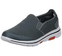 Skechers Homme Gowalk 5-Elastic Stretch Athletic Slip-on Casual Loafer Walking Shoe Basket, Grey Charcoal Textile Synthetic White Trim Charcoal, 44.5 EU