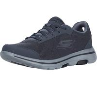 Skechers Homme Gowalk 5 Qualify - Chaussures de Marche athlétiques en Maille à Lacets, Charbon Textile Synthétique Bordure Noire, 42.5 EU X-Large