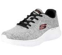 Skechers Homme Lite Pro Faregrove Baskets, Tricot Circulaire Gris synthétique Bordure Rouge, 42 EU