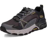 Skechers Homme Max Protect Chaussure de Marche, Cuir Noir en Maille synthétique avec Bordure Anthracite, 44 EU