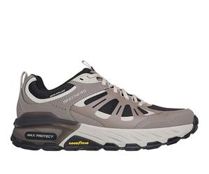 Skechers Homme Max Protect Sherwood Ridge Basket, Taupe Leather/Synthetic/Black Trim, 44 EU