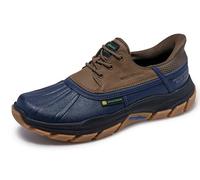 Skechers Homme Respected Tanzier, Navy Leather Duraleather Tan Trim, 44 EU