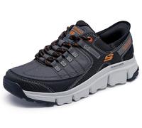 Skechers Homme Sommets à Baskets, Maille synthétique Grise, Garniture Orange, 48.5 EU