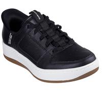 Skechers Homme Slip ins Mains Libres Sport Court 92 Distown Basket, Bordure Naturelle en Cuir Noir, 43 EU