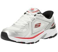Skechers Homme Stamina Sport Kordae Basket, White Leather/Silver Mesh/Red PU, 46 EU