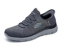 Skechers Homme Rythme clé des Sommets Baskets, Bordure Noire en Maille Anthracite, 39.5 EU
