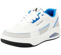 Skechers Homme Uno Court Baskets, White and Grey Leather Duraleather Blue M, 41 EU