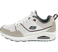 Skechers Baskets Uno Retro One Homme, Daim Duraleather blanc, maille verte burg, 48,5 EU