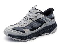 Skechers Homme Slip-ins Mains Libres Vigor à Basket, Textile Gris synthétique avec Bordure Noire, 44 EU