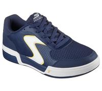 Skechers Homme Viper Court Classic Basket, Navy Leather/Synthetic/Textile/Yellow Trim, 45.5 EU