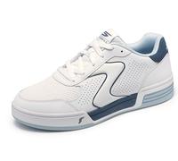 Skechers Homme Viper Court Classic Basket, Cuir Blanc, Textile synthétique, Bordure Bleue, 44 EU