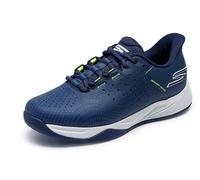 Skechers Homme Viper Court Reload Basket, Navy Synthetic/Textile/Yellow Trim, 42 EU