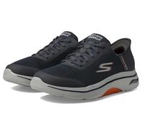 Skechers Homme Wide, Hands-Free Slip-ins Go Walk Arch Fit 2.0 Simplicity 2 Basket, Textile synthétique Anthracite et Orange, 41 EU