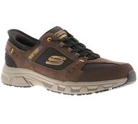 Skechers Hommes Slip-Ins Baskets En Suède Cuir Élastique Marron Taille UK