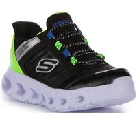 Skechers Hypno Flash Odelux Légers Slip-On Baskets Noires Enfant UK 1 - 14