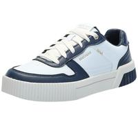 Skechers Jade-Best in Class Sneakers à lacets en cuir avec mousse à mémoire de forme, Blanc/bleu marine, 36.5 EU