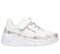 Skechers JGoldcrown: UNO Lite - Heart Craze Chaussures Moyen Width en Blanc, Pointure 28.5, Lavable en machine