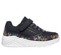 Skechers JGoldcrown: UNO Lite - Heart Craze Chaussures Moyen Width en Noir, Pointure 28, Lavable en machine