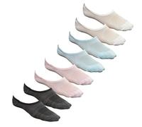 Skechers Lot de 8 paires de chaussettes invisibles légères et respirantes pour femme avec soutien-gorge à talon Multicolore Taille 35-39,5, Blanc/rose/bleu/gris