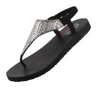 Skechers Meditation Glamorous Muse Tongs pour femme, noir/argenté, 41 EU