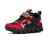 Skechers Mega-Flex Lite Tuff TOOLZ Baskets pour garçon, Rouge synthétique/Textile Noir/Bordure argentée, 35 EU