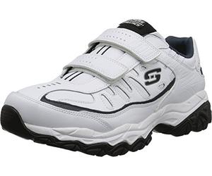 Skechers Men's Afterburn, Blanc/Bleu Marine, 8.5 UK X-Wide