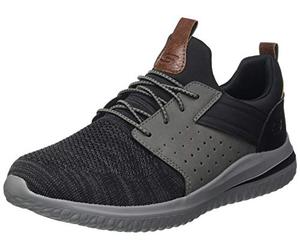 Skechers Men's Delson 3.0-Cicada Knitted Bungee Lace Slip on, Bkgy, 13 Wide