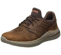 Skechers Men's Delson 3.0 Ezra Leather Bungee Lace Slip-on, Marron, 7 UK Wide