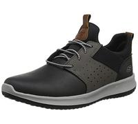 Skechers Men's DELSON Axton Trainers, Black (Black Gray Leather Bkgy), 10 (45 EU)