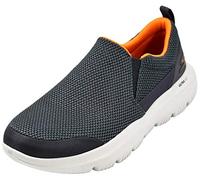 Skechers Men's Go Walk 4 Low-Top Sneakers, Anthracite/Orange, 8 UK X-Wide